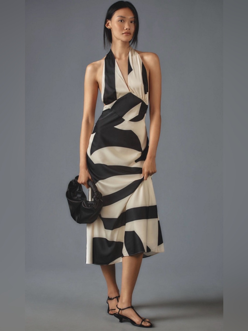 NWT Anthropologie Revolve Bardot Zebra Midi Dress Black And White Size 6 - Picture 1 of 6